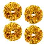 4Pcs Metallic Cheerleading Pom Poms, Creatiee 2 Pair Cheerleader Cheering Squad Pompoms for School Sports Dance Games Team Spirit Cheer (Gold)