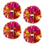 4Pcs Metallic Cheerleading Pom Poms, Creatiee 2 Pair Cheerleader Cheering Squad Pompoms for School Sports Dance Games Team Spirit Cheer (Rose Gold)