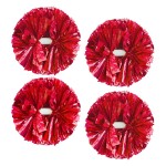 4Pcs Metallic Cheerleading Pom Poms, Creatiee 2 Pair Cheerleader Cheering Squad Pompoms for School Sports Dance Games Team Spirit Cheer (Red)