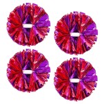 4Pcs Metallic Cheerleading Pom Poms, Creatiee 2 Pair Cheerleader Cheering Squad Pompoms for School Sports Dance Games Team Spirit Cheer (Purple Red)