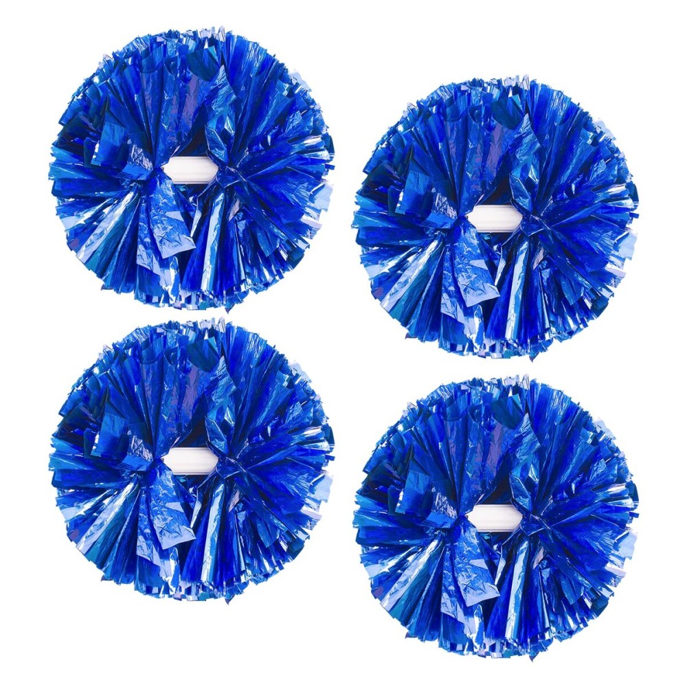 4Pcs Metallic Cheerleading Pom Poms, Creatiee 2 Pair Cheerleader Cheering Squad Pompoms for School Sports Dance Games Team Spirit Cheer (Blue)