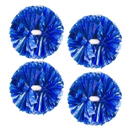 4Pcs Metallic Cheerleading Pom Poms, Creatiee 2 Pair Cheerleader Cheering Squad Pompoms for School Sports Dance Games Team Spirit Cheer (Blue)