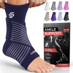 Sleeve Stars Ankle Support for Ligament Damage & Sprained Ankle, Plantar Fasciitis Support & Achilles Tendonitis Pain Relief, Ankle Brace for Women & Men w/Compression Ankle Strap (Single/Navy Blue)