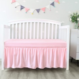 Crib Skirt Pleated Dust Ruffle Pink Nursery Room Decor for Girls Boys Crib Toddler Bedding 14 Drop fit Standard Crib Toddler Bed Skirts Machine Washable
