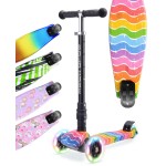 BOLDCUBE Big Fold | Three Wheel Scooter for Children Ages 5-10 Years | LED Wheels with Flashing Lights | Height Adjustable 65 to 89 cm | Rear Reflectors