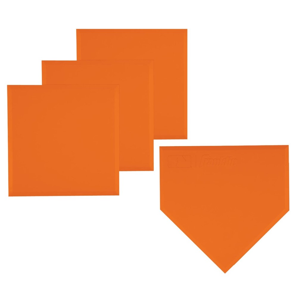 Franklin Sports Baseball Base Set - MLB Bases for Baseball + Softball with Home Plate - Portable Baseball, Softball, Kickball Bases - Orange Rubber Bases