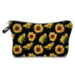 Deanfun Makeup Case Small, Cosmetic Zipper Bag Waterproof for Purse Mini, Women Cute Traveling Accessories Pouch for Ladies Thanksgiving Christmas Gifts(Sunflower D2-52355)