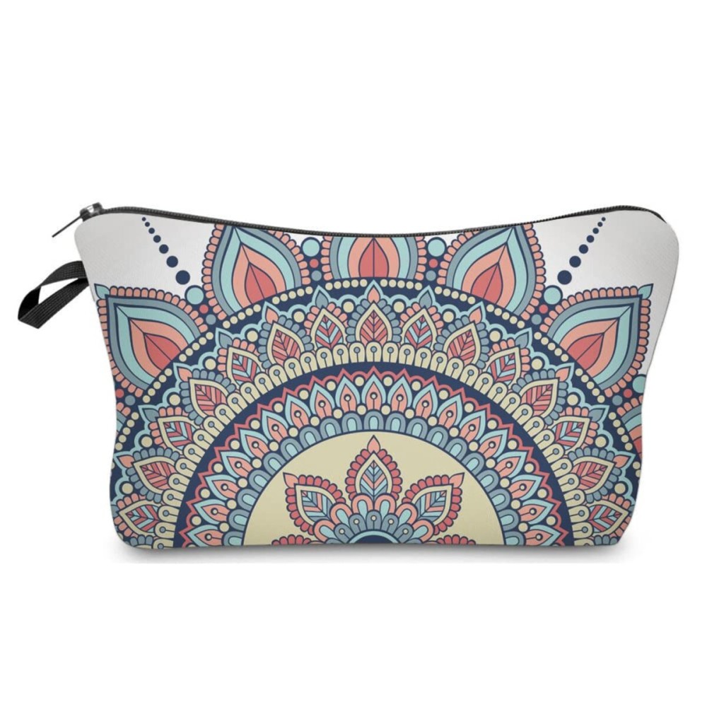 Deanfun Makeup Case Small, Cosmetic Zipper Bag Waterproof for Purse Mini, Women Cute Traveling Accessories Pouch for Ladies Thanksgiving Christmas GiftsMandala D2-50965