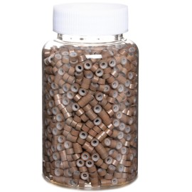 GOTDYA 2500pcs 5mm Light Brown Extension Beads,Silicone Lined Micro Rings,MicroLink I Tip Weft Beads for Hair Tinsel and Feathers Extensions