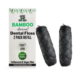 BOONBOO Dental Floss Refill, Charcoal Woven Thread, 2 Pieces, Unflavored