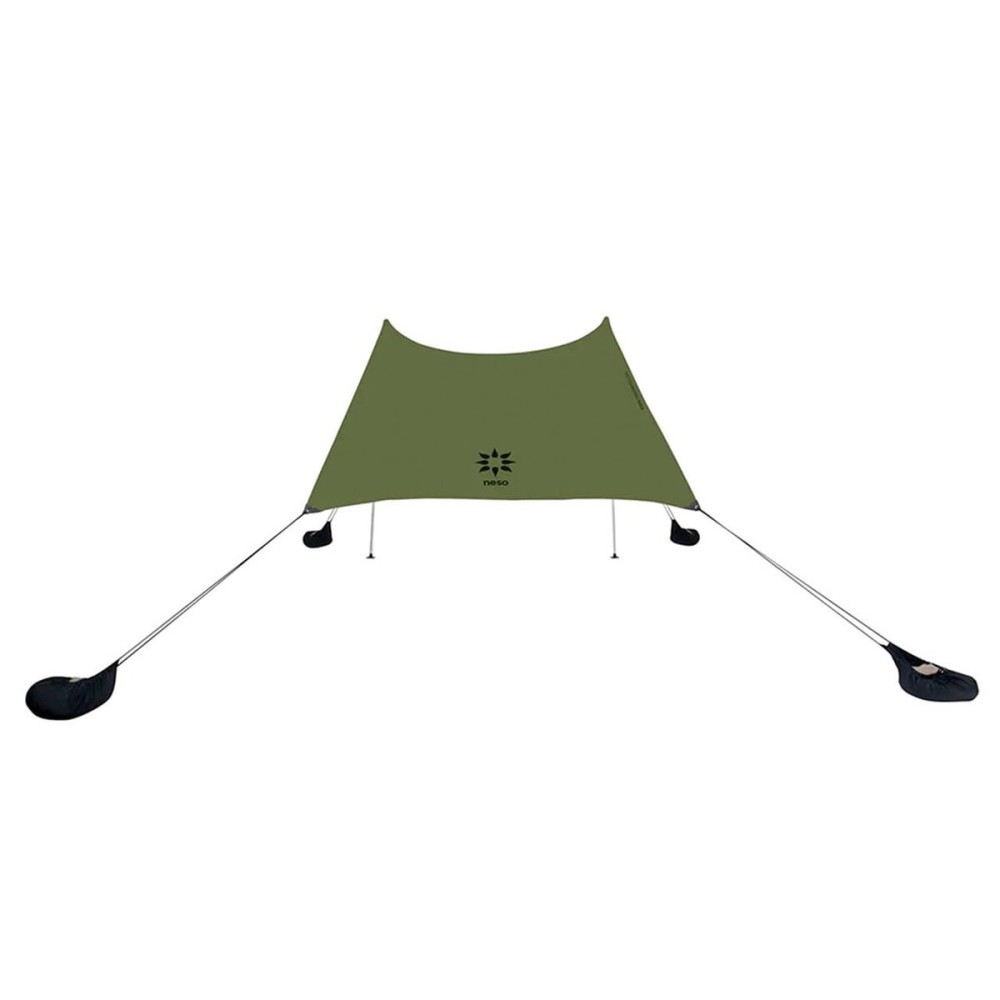 Neso Grande Portable Beach Tent Sun Shelter - Lightweight Beach Shade Canopy - Easy Setup for Family Outings - Patented Reinforced Corners - UPF 50+ Sun Protection - 7ft Tall, 9 x 9ft - Army Green