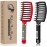 Detangling Brush Boar Bristles Set KTKUDY Hair Brush Curved and Vented Detangler Brush for Women Men Kids Wet and Dry Hair (Red&Black)