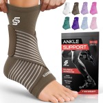 Sleeve Stars Ankle Support for Ligament Damage & Sprained Ankle, Plantar Fasciitis Support & Achilles Tendonitis Pain Relief, Ankle Brace for Women & Men (Single/Mocha Brown)