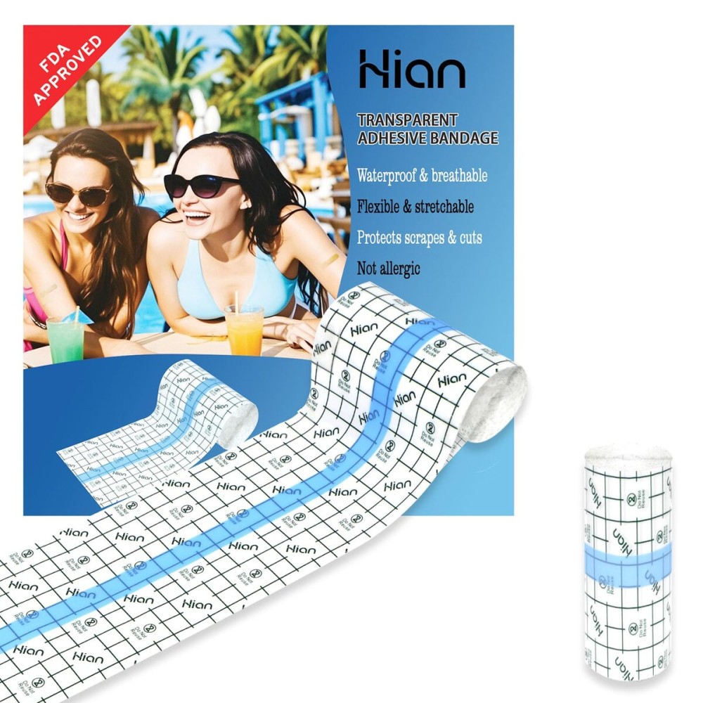 Hion F.D.A Approved Tattoo Aftercare Waterproof Bandage Transparent Film Dressing 4 Inch x 5.5 Yard Roll Tattoo Cover Up Tape Second Skin Adhesive Bandage Wound Cover for Swimming Shower Shield