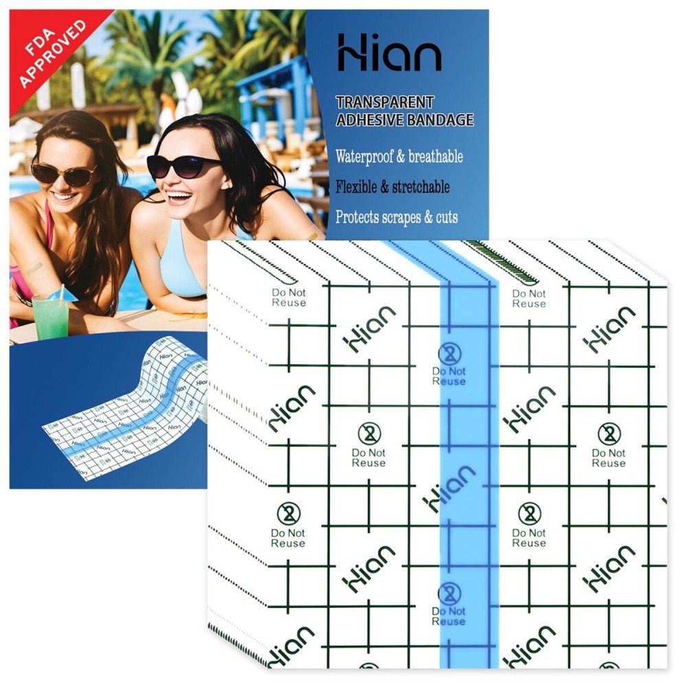 Hion Tattoo Aftercare Waterproof Bandage (F.D.A Approved) Transparent Film Dressing 50 Pre-Cut Sheets4 x 4 Inch Tattoo Cover Up Tape Second Skin Adhesive Bandage Wound Cover for Swimming Shower Shield