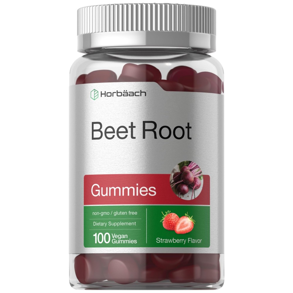 Horbach Beet Root Gummies | 6000mg | 100 Count | Vegan, Non-GMO, and Gluten Free Formula | Strawberry Flavor