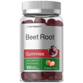 Horbach Beet Root Gummies | 6000mg | 100 Count | Vegan, Non-GMO, and Gluten Free Formula | Strawberry Flavor