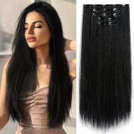 Clip in Hair Extensions StrRid Black Extension Straight 22 Long Synthetic Thick Blonde Clips on Hairpieces for Women 5PCS Invisible Curly Wavy 18 Girls Brown Red White Natural Full Head 5 Oz
