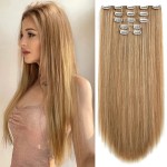 StrRid Clip in Hair Extensions Blonde Extension Straight 22 Long Synthetic Fluffy and not Tangled Invisible Clips on Hairpieces for Women 5PCS Curly Wavy 18 Girls Brown Red White Natural 5 Oz