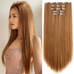 StrRid Blonde Brown Hair Extension Clip in Straight 22 Long Synthetic Invisible Extensions Black Fluffy and not tangled Clips on Hairpieces for Women 5PCS Curly Wavy 18 Red White Natural 5 Oz