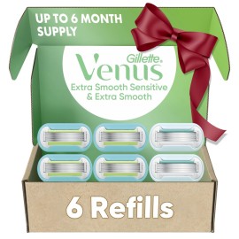 Gillette Venus Womens Razor Blade Refills, Venus Extra Smooth 4 Count and Venus Deluxe Smooth Sensitive 2 Count, 6 Total Refills, Holiday Gifts for Women