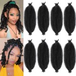 8 Packs Springy Afro Twist Hair 16 inch Pre-Separated Marley Twist Braiding Hair for Distressed Faux Locs Spring Twist Hair Extensions for Women (1B, 16 Inch (Pack of 8))