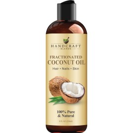 Handcraft Blends Fractionated Coconut Oil - 8 Fl Oz - 100% Pure and Natural - Premium Grade Carrier Oil for Skin and Hair - Hair and Body - Massage
