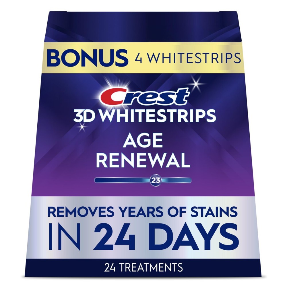 Crest 3D Whitestrips Age Renewal - Teeth Whitening Kit, 24 Treatments (20 + 4 Bonus), Each with 1 Upper/1Lower, 48 Strips - Crest 3DWhite Teeth Whitening Strips