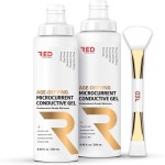 Age-Defying Microcurrent Conductive Gel with Hyaluronic Acid & Niacinamide (Vitamine B3), 8.45 fl oz - Long-Lasting, Non-Greasy, Hypoallergenic - 2 Bottles + Applicator, 8.45 fl oz / 250mL