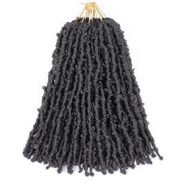 GUOHUI Super Light Butterfly Locs Crochet Hair 14 Inch 6 Packs Pre-Looped Soft Distressed Faux Locs Braids for Women Kids (14 Inch,1B)