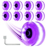 Nezylaf Light Up Roller Skate Wheels 8 Pack, 78A Hardness LED Skateboard Wheels with Premium ABEC-9 Bearings, Illuminating Roller Skate Accessories for Outdoor Indoor Quad Skates