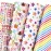 PlandRichW Birthday Wrapping Paper 12 Sheets Folded Flat for Kids, Boys, Girls, Adults.Includes Happy Birthday, Star, Rainbow, Cake 4 Colorful Designs for Baby Shower, Holiday, Party 20 X 29 Inch