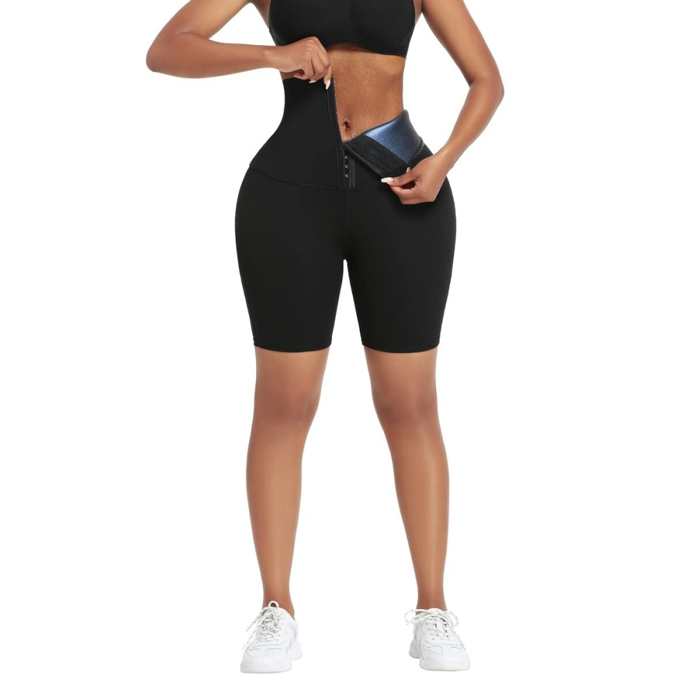 huiming Sauna Sweat Shorts for Women High Waisted Thermo Waist Trainer Slimming Leggings Pants Body Shaper (Small/Medium)