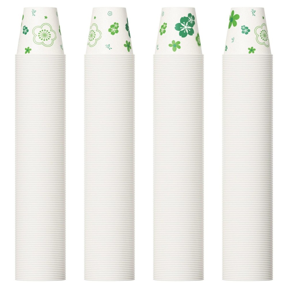 [600 Pack] Paper Cups, 3oz Disposable Bathroom Cups, Mouthwash Cups, Cold Disposable Drinking Cup for Party, Picnic, BBQ, Travel, and Event, Green Floral