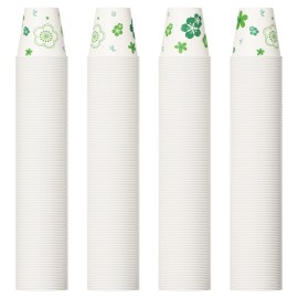 [600 Pack] Paper Cups, 3oz Disposable Bathroom Cups, Mouthwash Cups, Cold Disposable Drinking Cup for Party, Picnic, BBQ, Travel, and Event, Green Floral