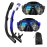 DIPUKI Snorkeling Gear for Adults Snorkel mask Set Scuba Diving mask Dry Snorkel Swimming Glasses Swim Dive mask Nose Cover Youth Diving (Black+Blue2 Pack)