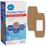 MED PRIDE Sterile Hypoallergenic Fabric Adhesive Bandages, Latex Free, Individually Wrapped, Flexible and Breathable (2 x 4.5\'\' - 50 Count)