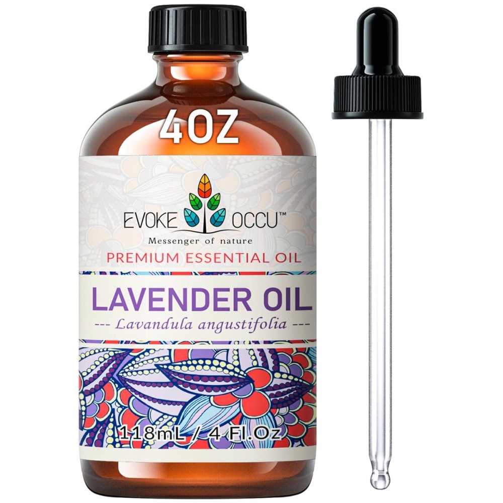 EVOKE OCCU Lavender Essential Oil for Sleeping Aid in The Bedroom, Relaxation in The Office Living Room & DIY Wool Dryer Balls - 4 Fl Oz