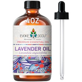 EVOKE OCCU Lavender Essential Oil for Sleeping Aid in The Bedroom, Relaxation in The Office Living Room & DIY Wool Dryer Balls - 4 Fl Oz