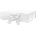 BLK&WH Extra Large Gift Box with Ribbon - 16.3x14.2x5 Inches, White Bridesmaid Proposal Box for Large Gifts