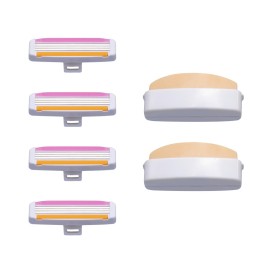 Alleyoop Stay Sharp Razor Refill Pack for Travel Portable Razor - Perfect For Touch Ups On-The-Go - Includes 4 Triple-Blade Cartridges & 2 Moisturizing Bars - Safe For All/Sensitive Skin Types