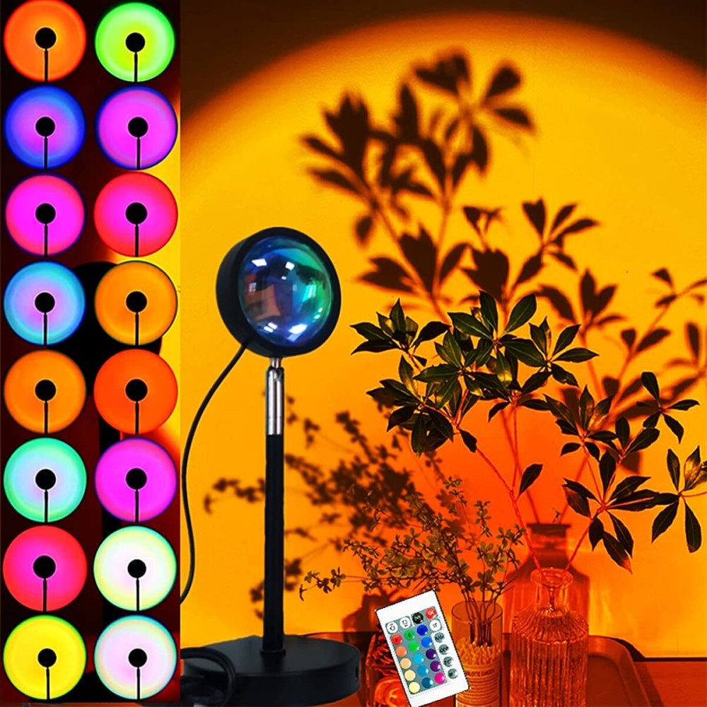XINJI Sunset Lamp Projector Rainbow Projection Lamp Romantic Led Sunset Projection Light for Party Photo Vlog Background Bedroom (16 Colors)