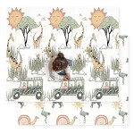 JumpOff Jo Baby Play Mat - Large Folding Foam Play Mat for Infants, Babies, Toddlers, Waterproof, Double-Sided (70 x 59) - Safari