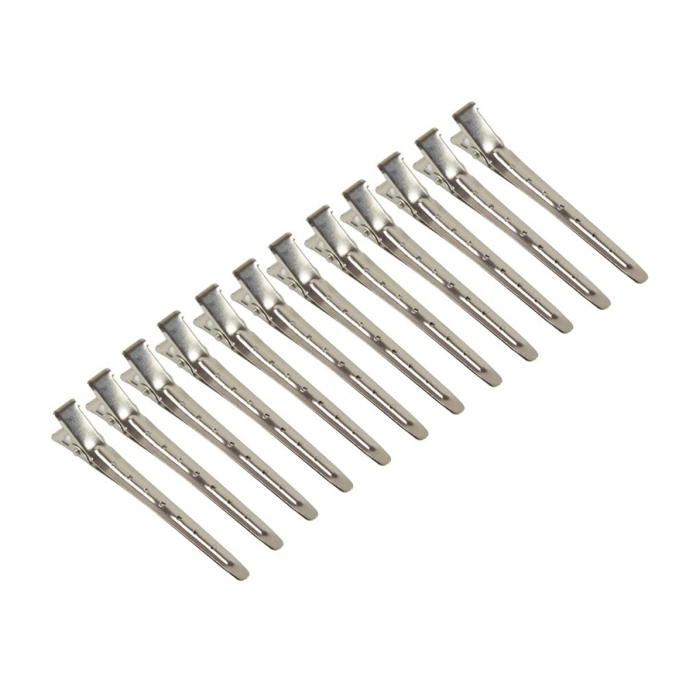 12 Pcs 3.54 Inches Duck Bill Clips Round-Head Clip Silver hair Clip with 7 Holes Metal Hair Clips for Hair Styling