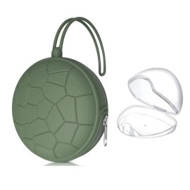 Smlpuame Pacifier Holder Case,BPA Free Portable Pacifier Storage Container,Silicone Baby Pacifier Cover Pouch for Diaper Bag Stroller,Travel Outdoor Activities,Easy to Clean(Green)