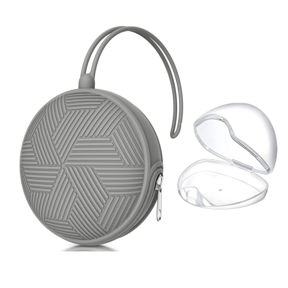 Smlpuame Pacifier Holder Case,BPA Free Portable Pacifier Storage Container,Silicone Baby Pacifier Cover Pouch for Diaper Bag Stroller,Travel Outdoor Activities,Easy to Clean(Grey)