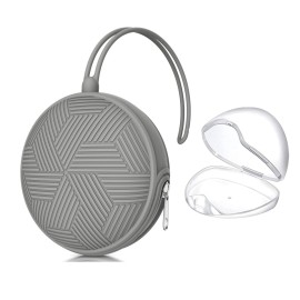 Smlpuame Pacifier Holder Case,BPA Free Portable Pacifier Storage Container,Silicone Baby Pacifier Cover Pouch for Diaper Bag Stroller,Travel Outdoor Activities,Easy to Clean(Grey)