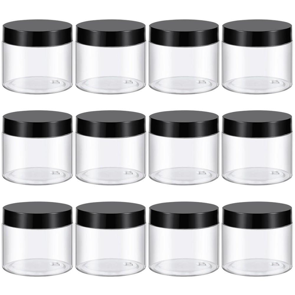 TUZAZO 6 Oz Plastic Container Jars with Lids BPA Free, Empty Round Clear Cosmetic Containers Plastic Slime Jars for Lotion, Cream, Ointments, Body Butter, Makeup, Travel Storage (12 Pack)