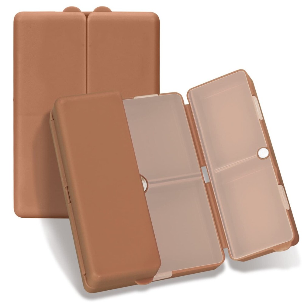 FYY Daily Pill Organizer,7 Compartments Portable Pill Case Travel Pill Organizer,[Folding Design] Pill Box for Purse Pocket to Hold Vitamins,Cod Liver Oil,Supplements and Medication-Brown