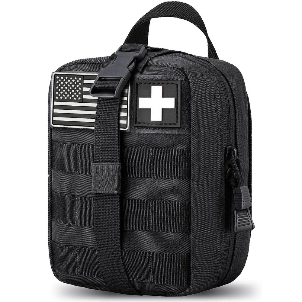 TANSOLE TAN SOLE Molle medical pouch ifak bag first aid kit tactical pouch empty emt med belt pouch rip away small rescue trauma pouches (Black)